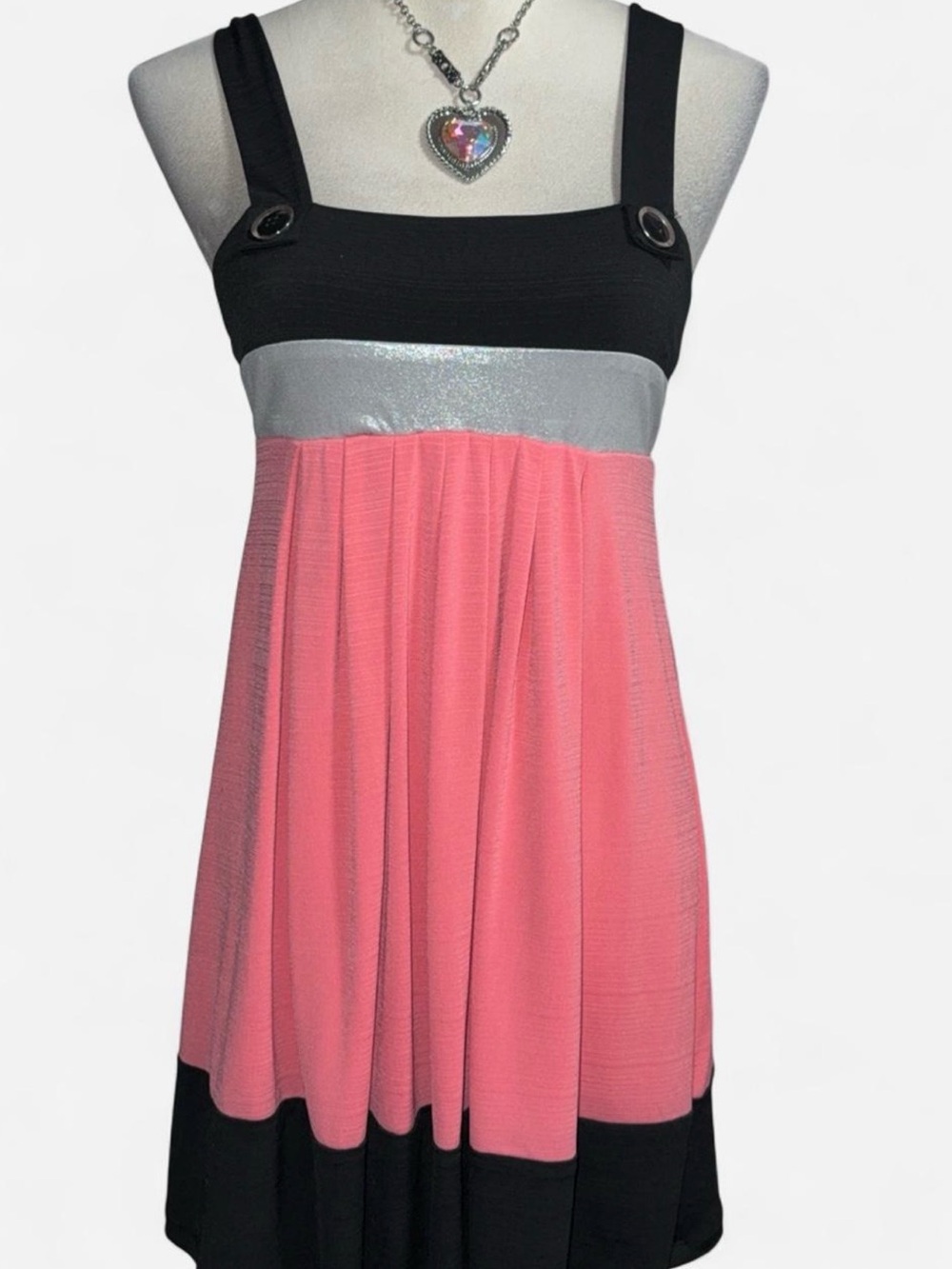 Candie's Pink, Black & Silver Colorblock Sundress
